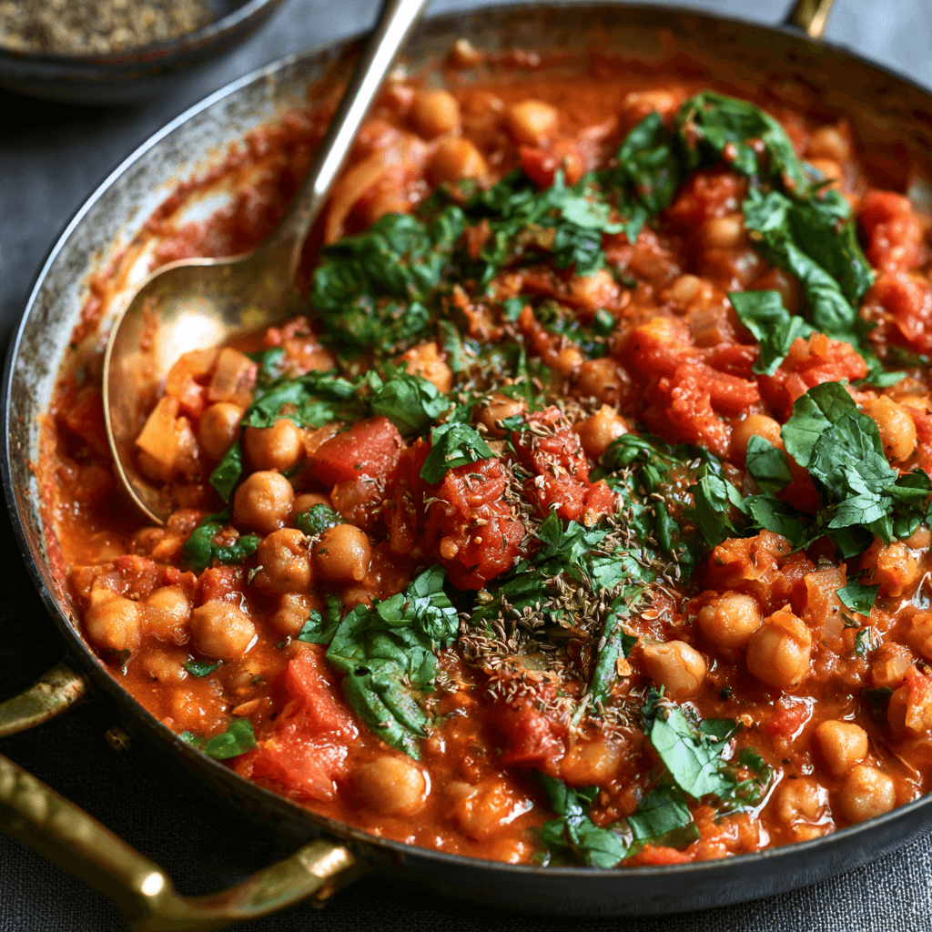 Chickpea Stew with Spinach and Tomato