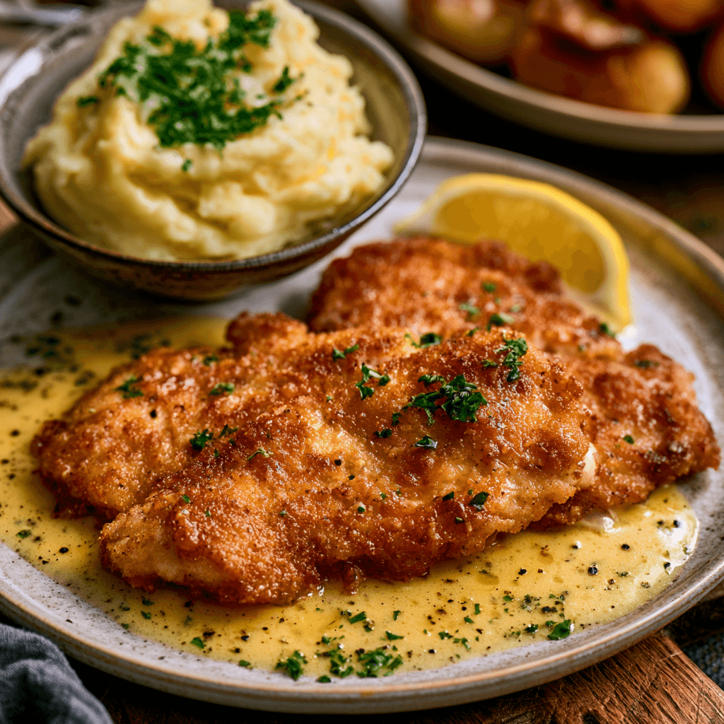 Chicken Schnitzel with Mashed Potatoes
